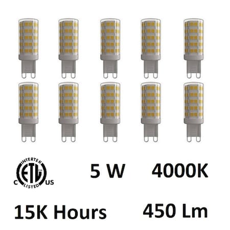 Cwi Lighting 5 Watt G9 LED Bulb 4000K, 10PK G9K4000-5W-10